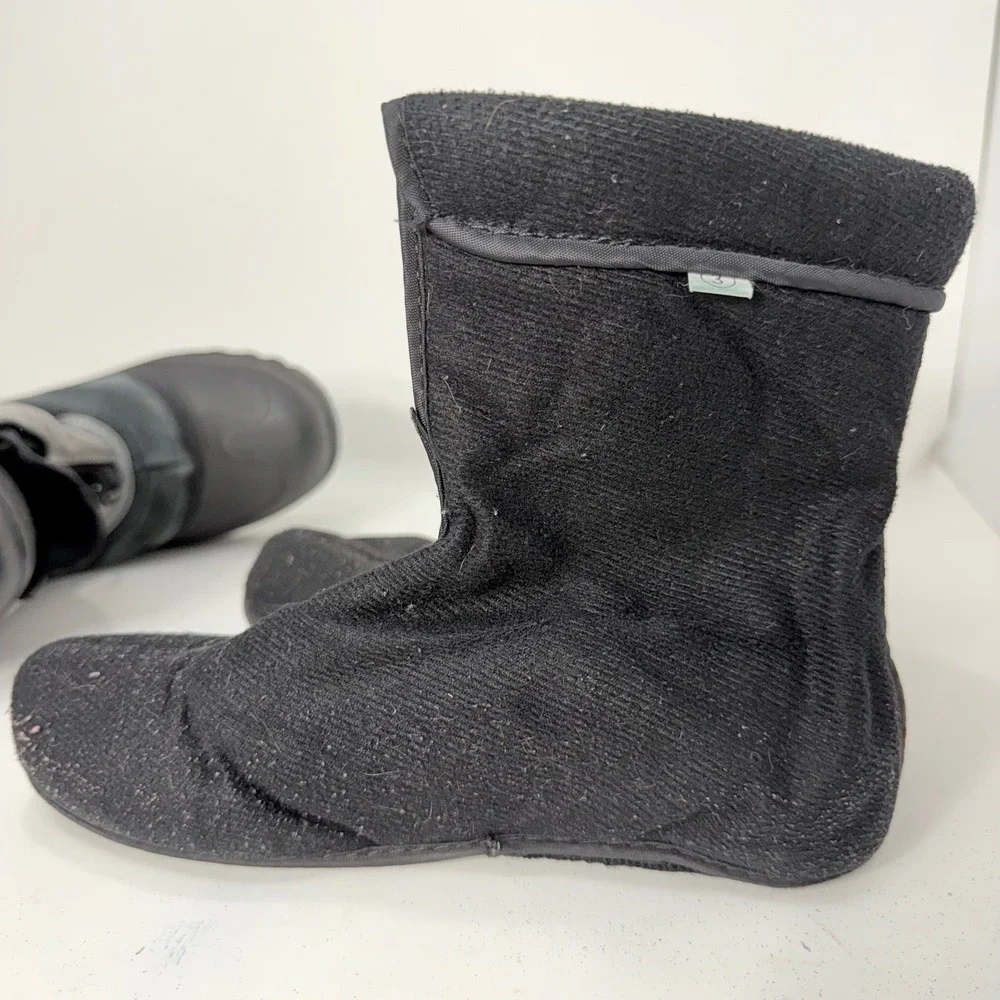 Itasca Kids Grey Black Leather Zip Front Snow Boots 806840 Size 3